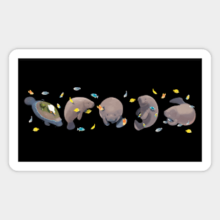 Manatees and fish friends - horizontal - Magnet